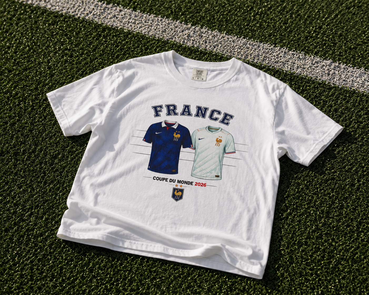 France Jerseys T-shirt | Coupe du Monde 2026, Blue & White Kit Graphic