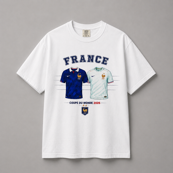 France Jerseys T-shirt | Coupe du Monde 2026, Blue & White Kit Graphic